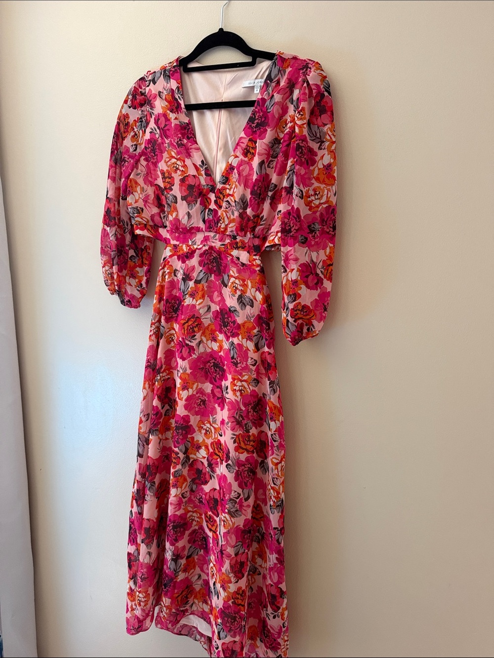 julia jordan Pink & Orange Floral V-Neck Midi Dress